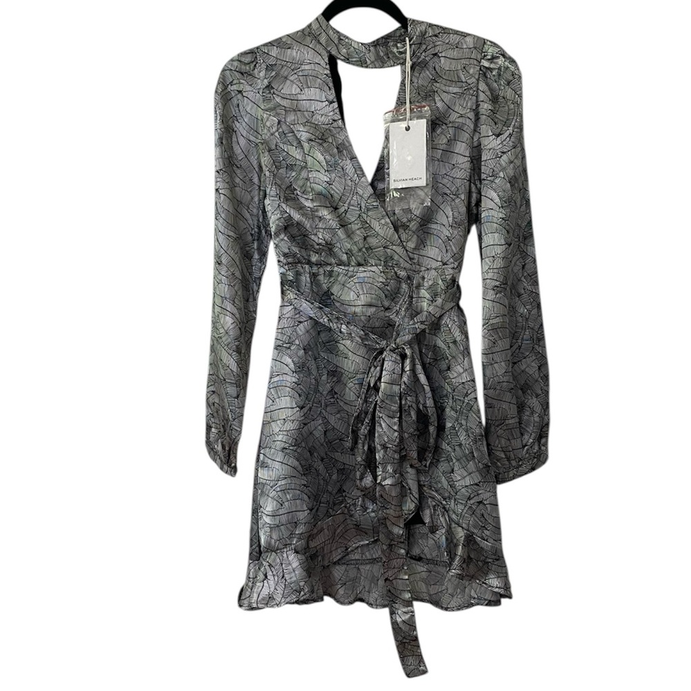 NWT SILVIAN HEACH Elegant Silver Wrap Dress Italy 38